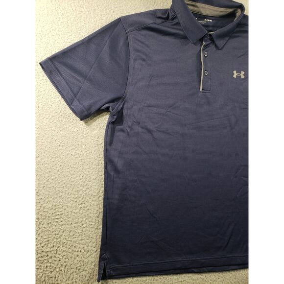 Under Armour Shirt Mens XL Extra Large Blue Polo Loose Golf Short Sleeve Stretch - Picture 2 of 10